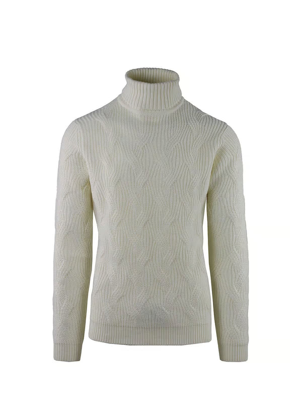 WOVEN DIAMOND TURTLENECK