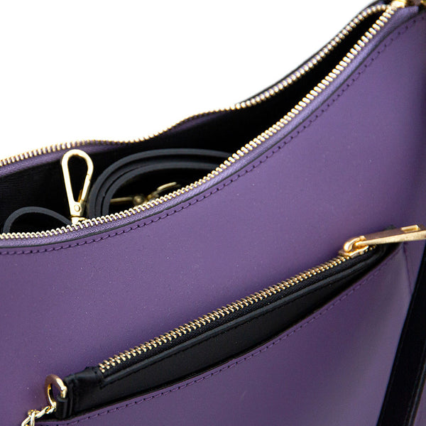 LENA - Elegant purple leather shoulder bag