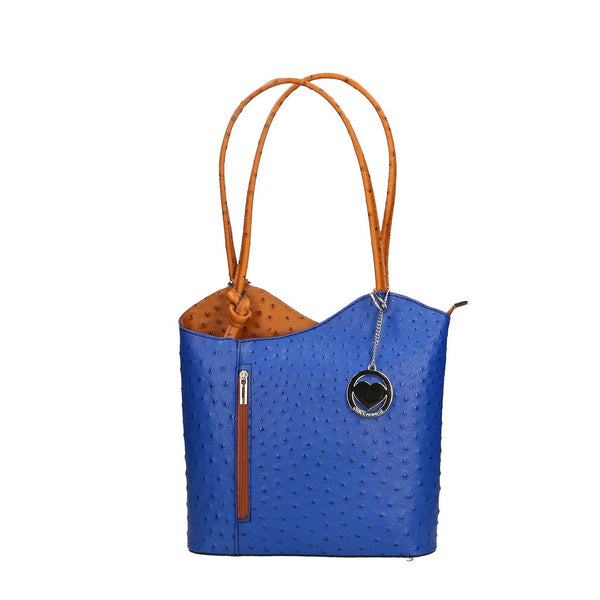 Women's Ostrich Print Leather Shoulder Bag - Cancun 3005. 