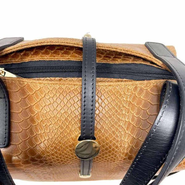 Women's Python Print Leather Handbag - 5276. 