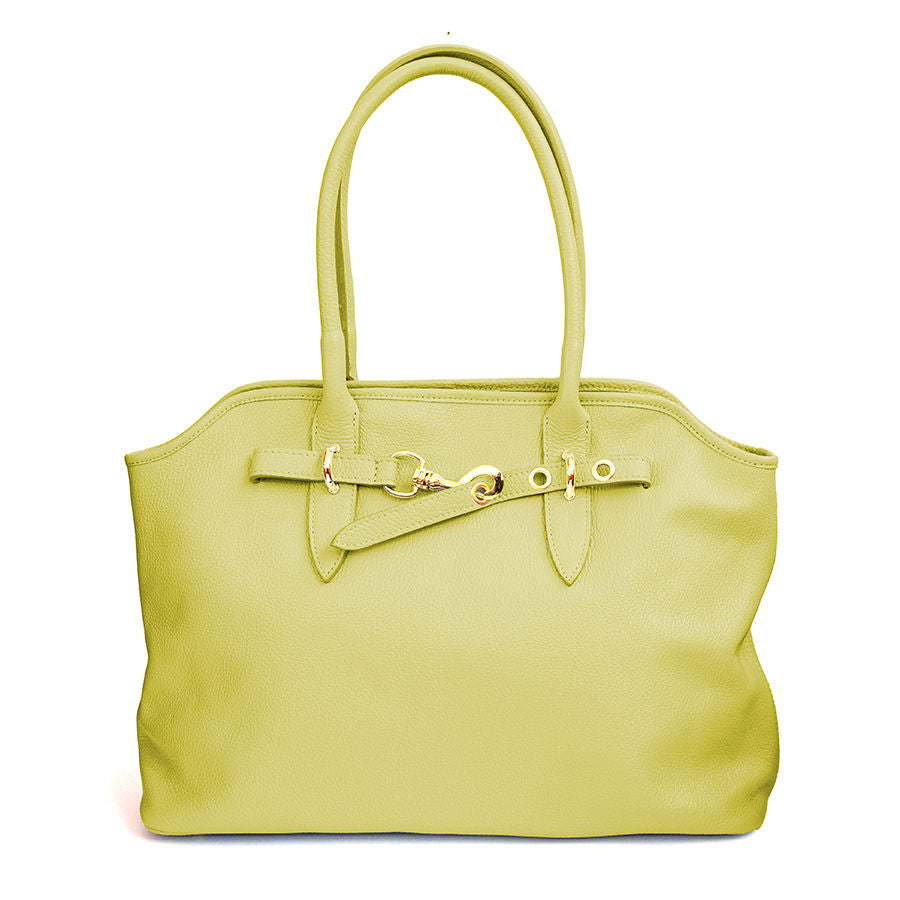 NORA - Shopping con fibbia in pelle limone