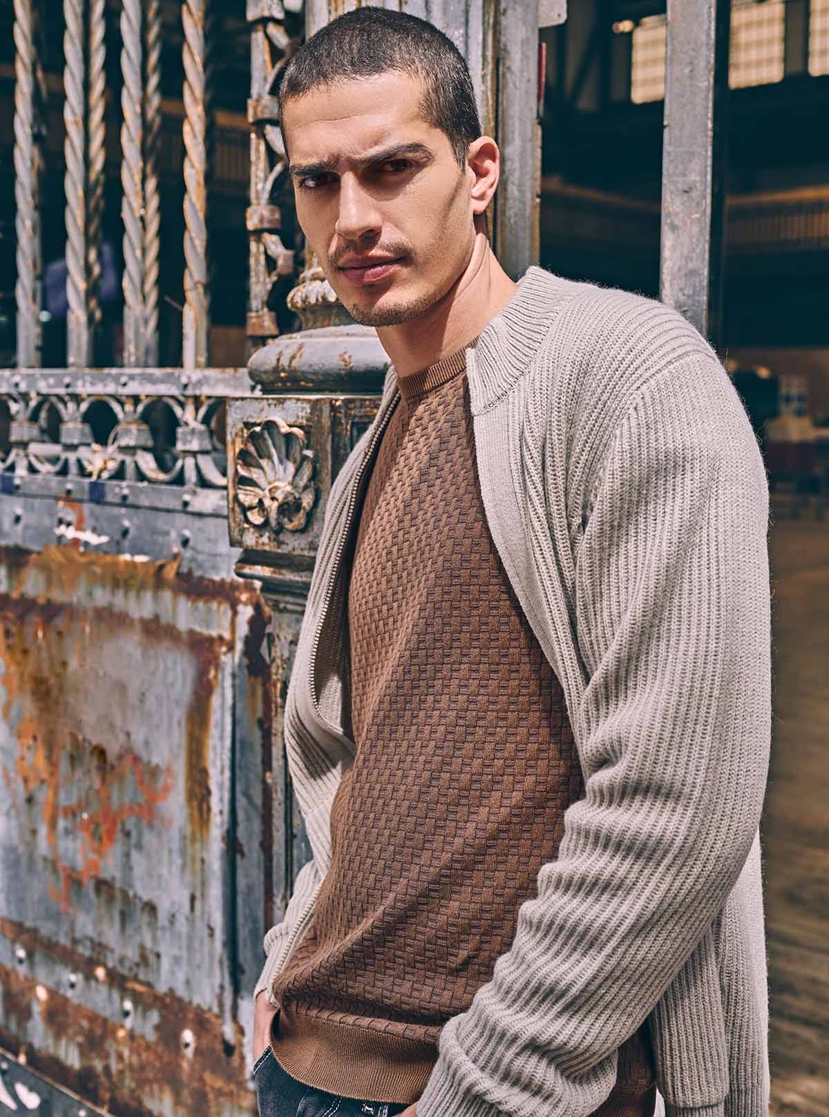 ENGLISH RIB ZIP-UP JACKET WITH POCKETS