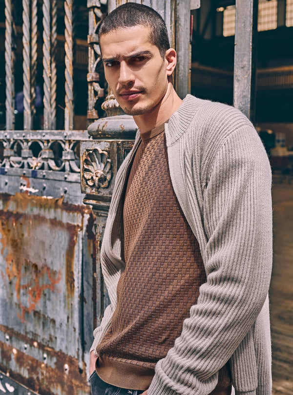 ENGLISH RIB ZIP-UP JACKET WITH POCKETS