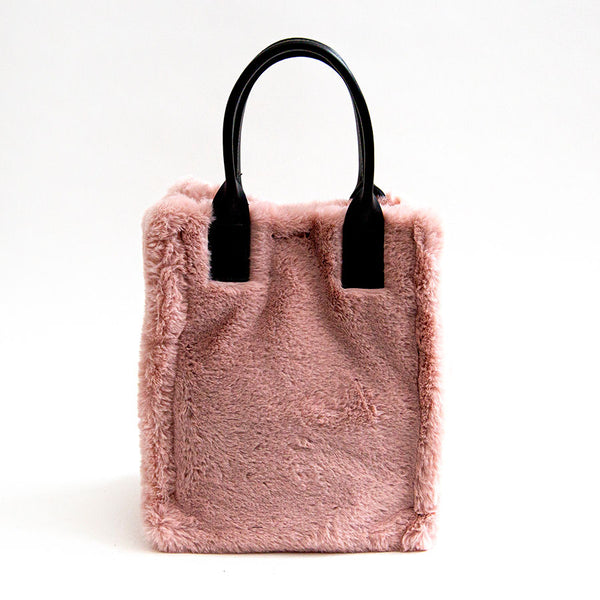 TRUDY BIG - pink faux fur shopping bag