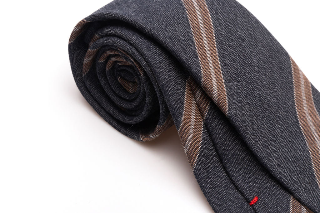 Regimental grey tie in pure wool