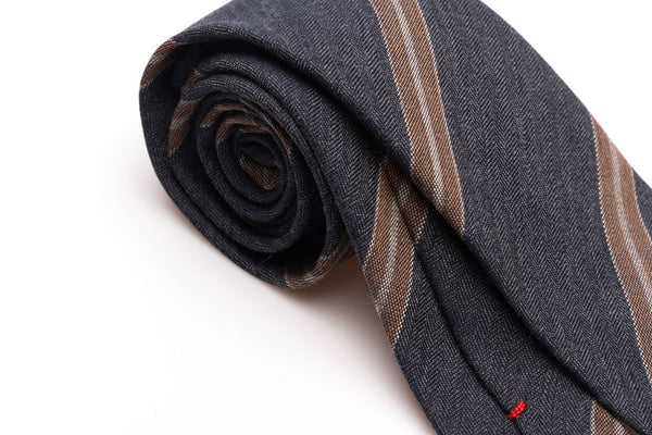 Regimental grey tie in pure wool