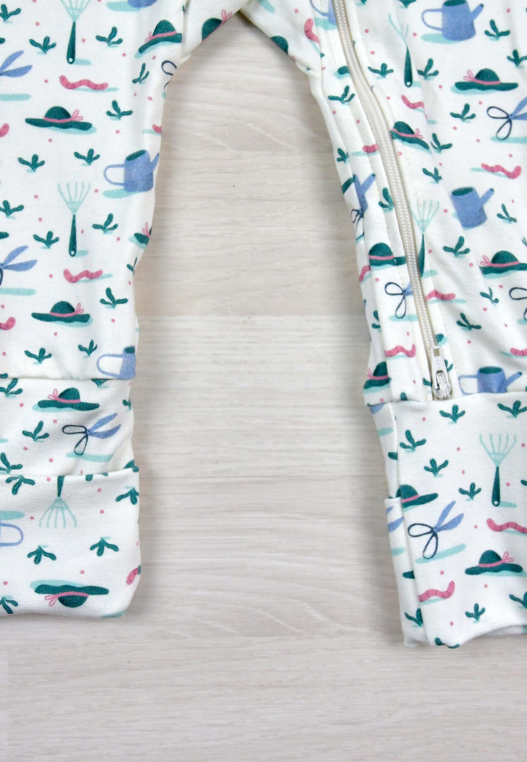 Bamboo Zip Up Romper - In the Garden - Blue Balloon