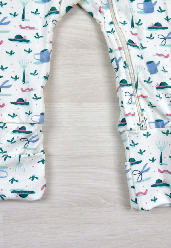 Bamboo Zip Up Romper - In the Garden - Blue Balloon