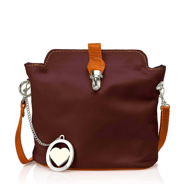 Borsa a Spalla da Donna in Vera Pelle. Made in Italy. 21x20x10 Cm - 3322.