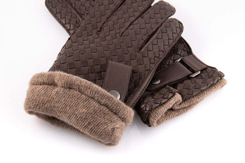 Brown woven leather gloves
