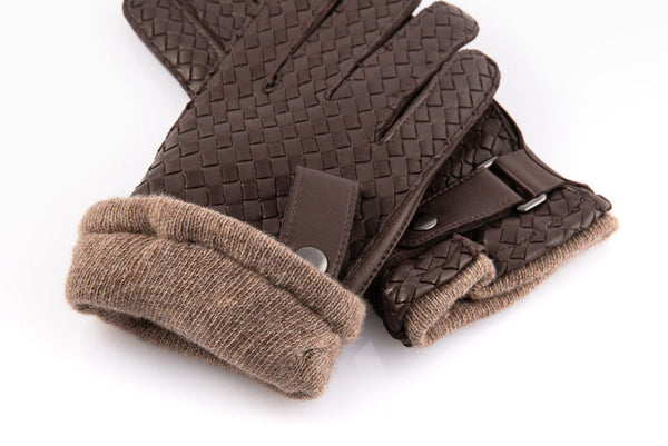 Brown woven leather gloves