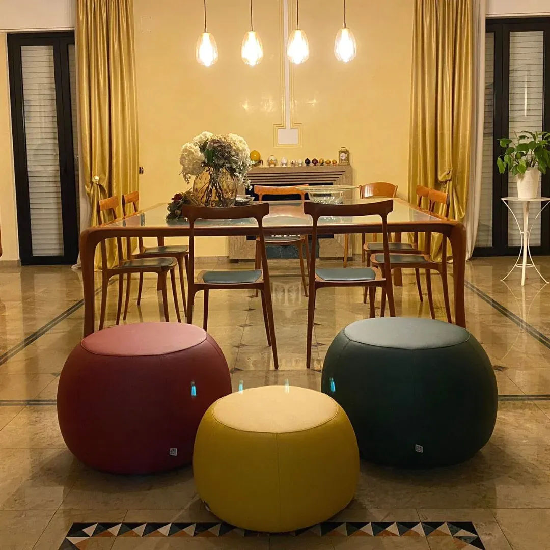 COCOON ECO M,  Pouf Design Rotondo in Ecopelle 64x45