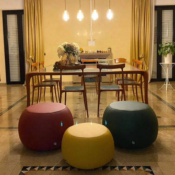 COCOON ECO M,  Pouf Design Rotondo in Ecopelle 64x45