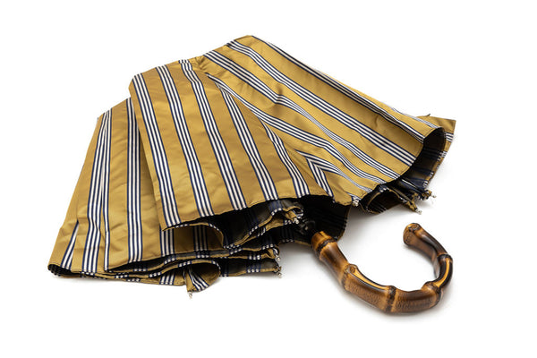 Mario Talarico golden folding umbrella with bamboo handle