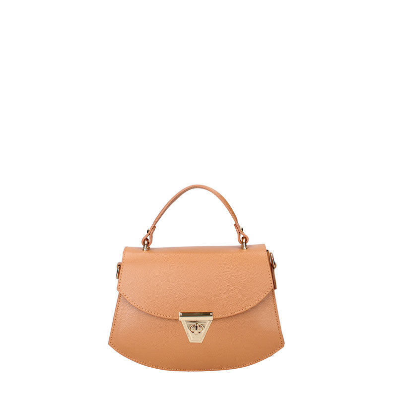 Small Leather Women's Handbag with Twist Closure - 7202. 