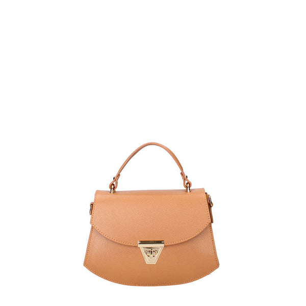 Small Leather Women's Handbag with Twist Closure - 7202. 