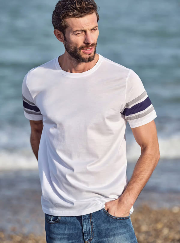 MERCERIZED COTTON T-SHIRT WITH CONTRASTS