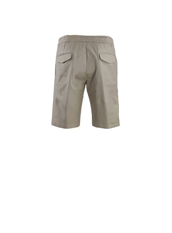 BERMUDA SHORTS WITH DRAWSTRING IN HERRINGBONE FABRIC