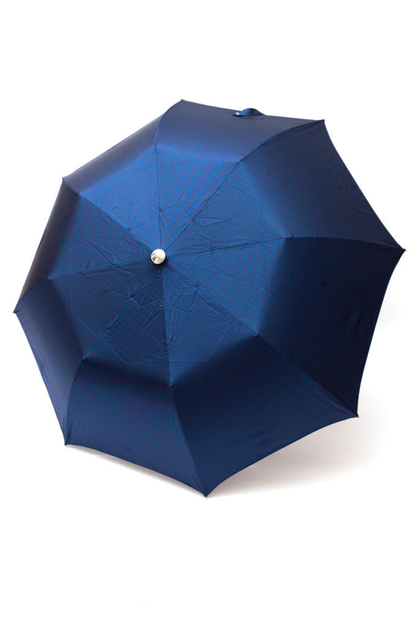 Mario Talarico folding umbrella blue with polka dots and elm handle