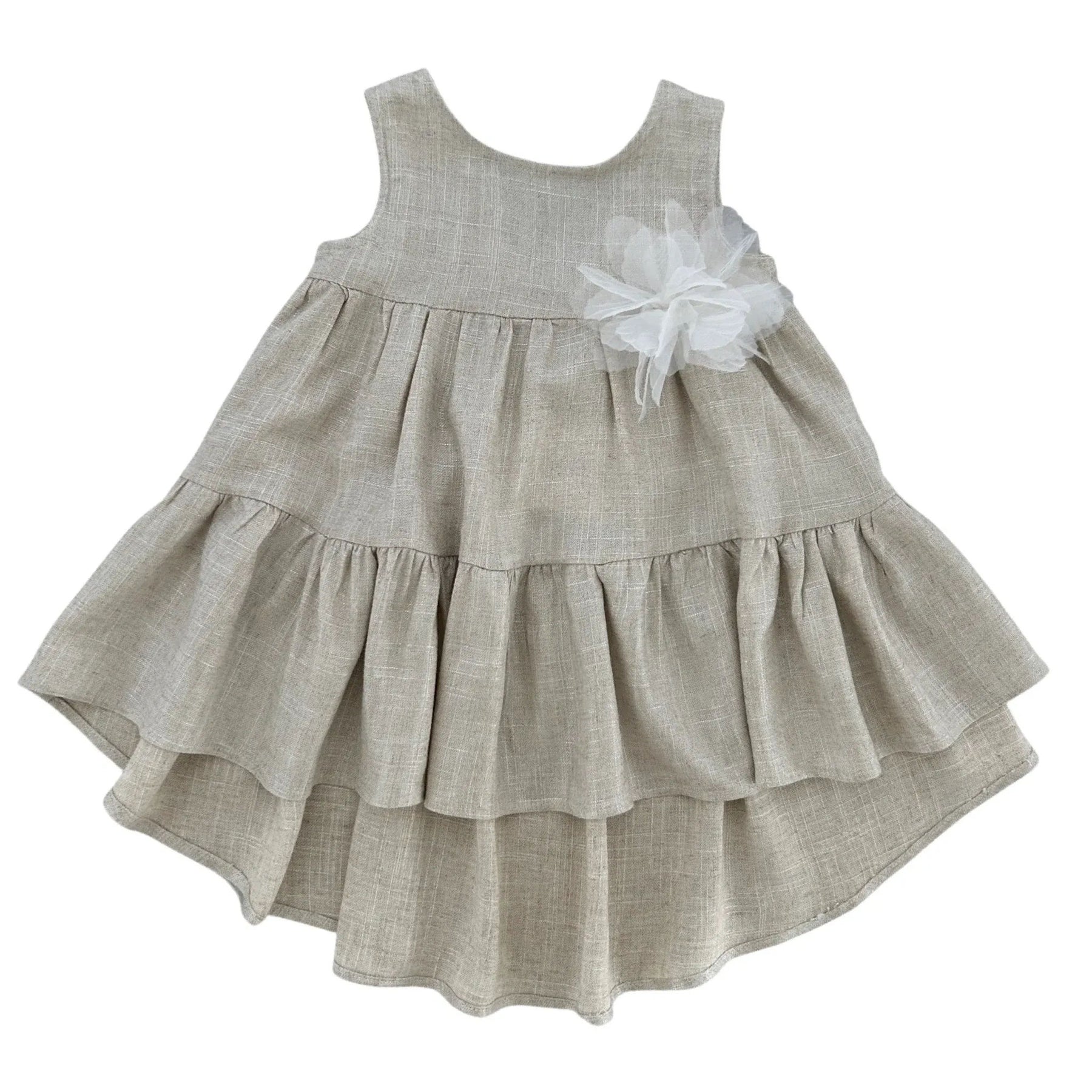 LINEN DRESS WITH BROOCH
