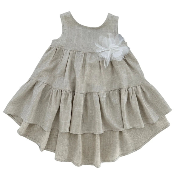 LINEN DRESS WITH BROOCH