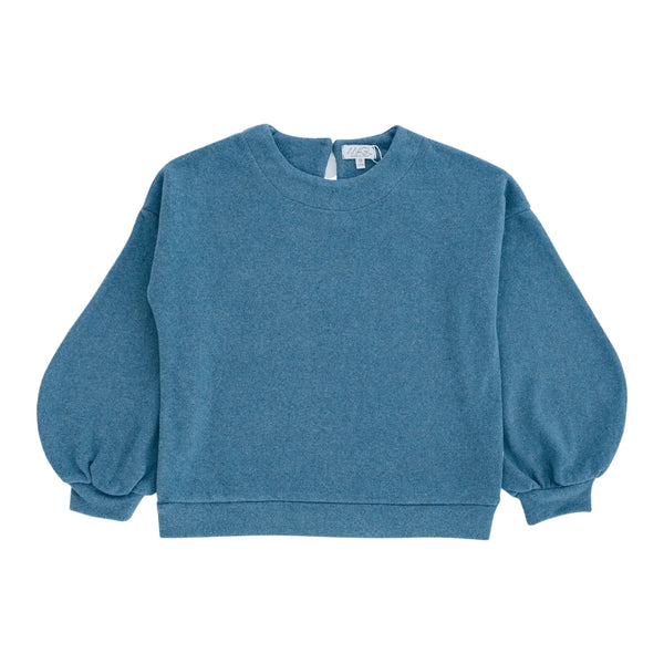 WARM COTTON SWEATER WITH PUFF SLEEVES