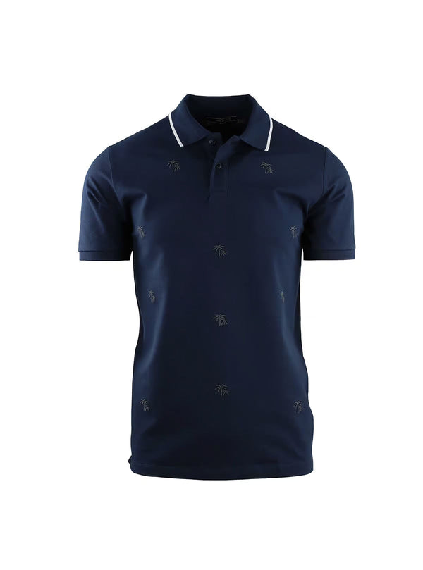 SHORT-SLEEVE PIQUET POLO WITH PALM EMBROIDERY