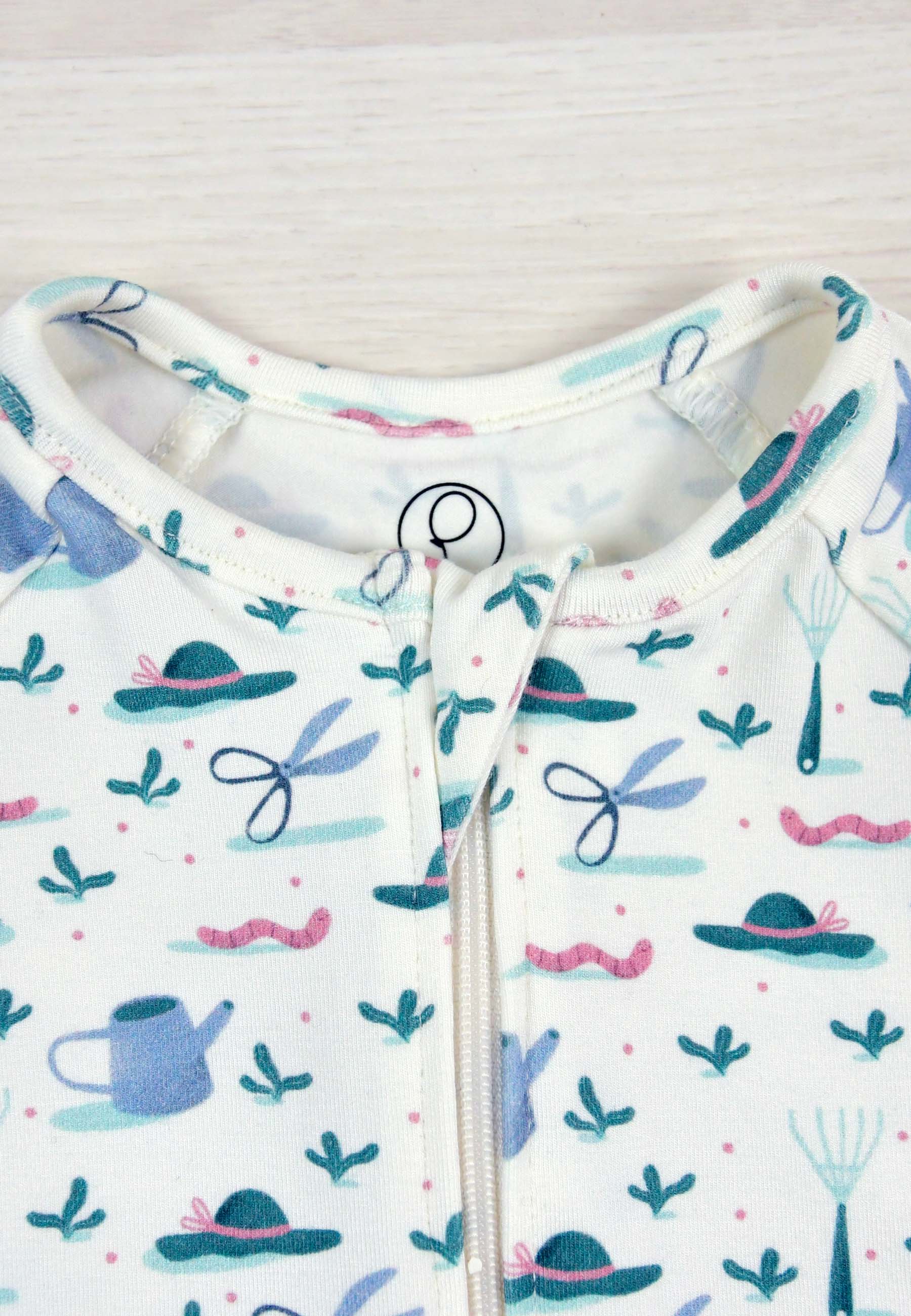 Bamboo Zip Up Romper - In the Garden - Blue Balloon