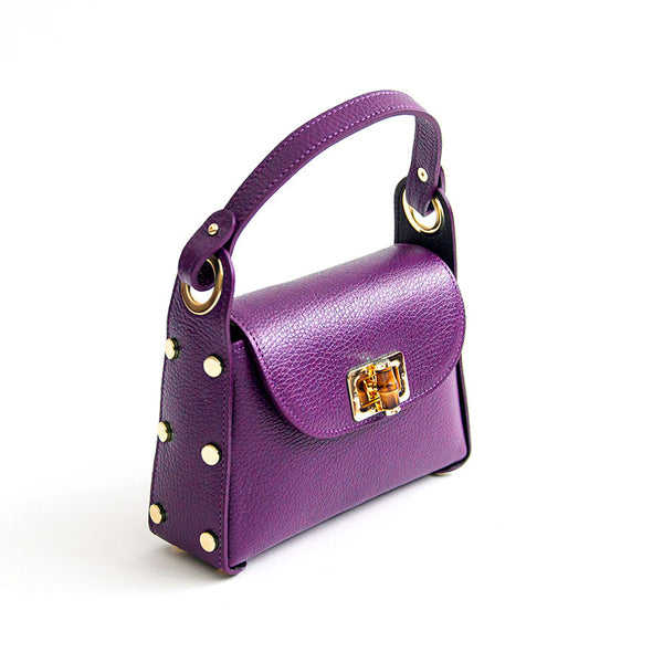 BAMBU' - borsetta con borchie in pelle viola