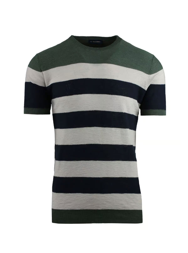 STRIPED CREW NECK IN COTTON LINEN KNITTED