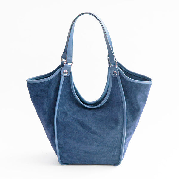 CLEA - Suede and leather bag in aviation