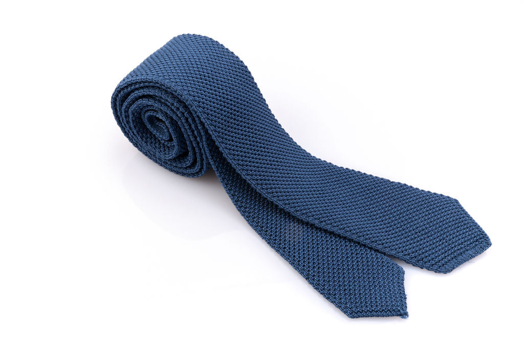 Pure silk denim tricot tie