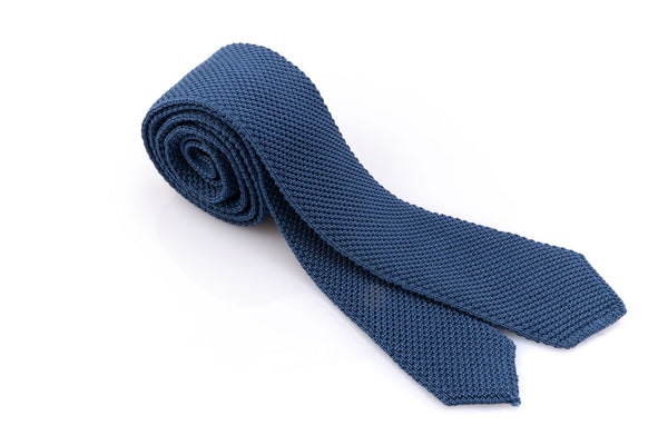 Pure silk denim tricot tie