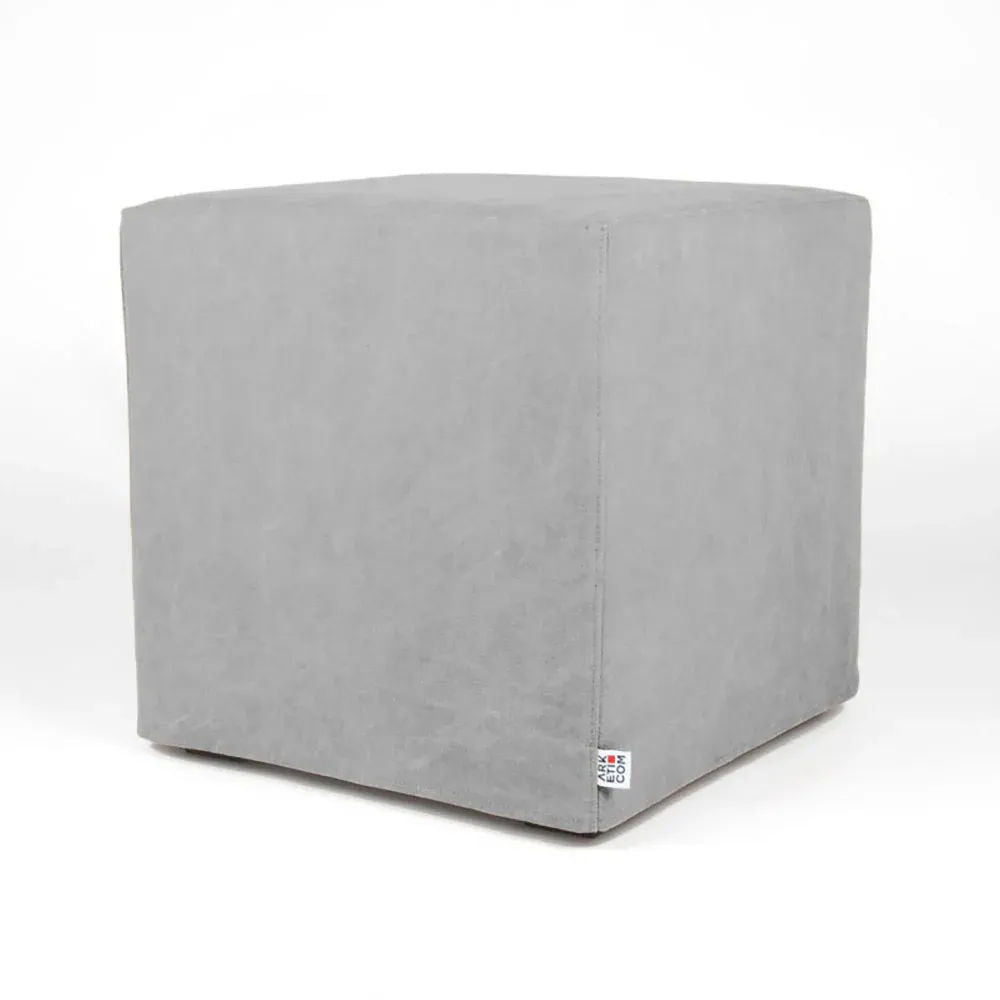 CUBE 55, Cotton Cube Footrest Pouf with Feet 55x55 h 42