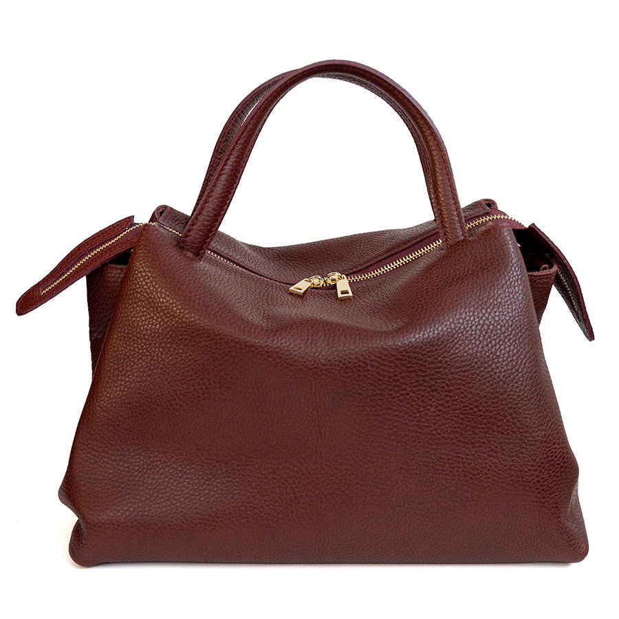 EMMA BIG - Bauletto in pelle dollaro bordeaux