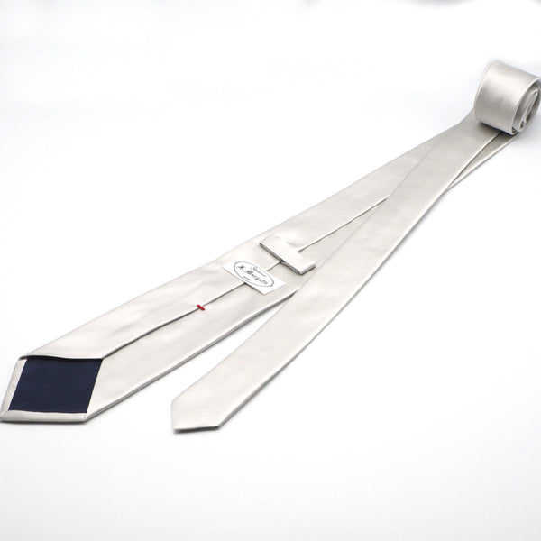 Smooth silver silk tie