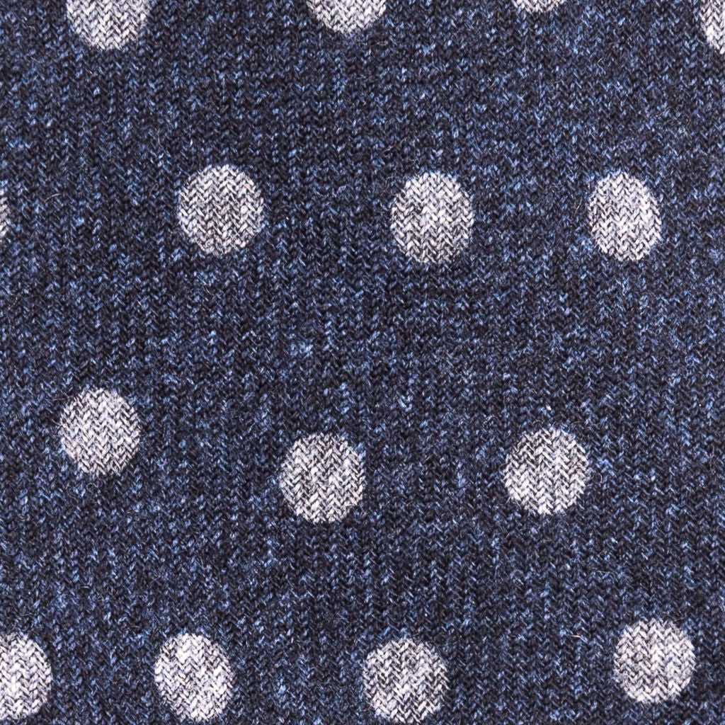 Cravatta sfoderata in pura lana blu pois