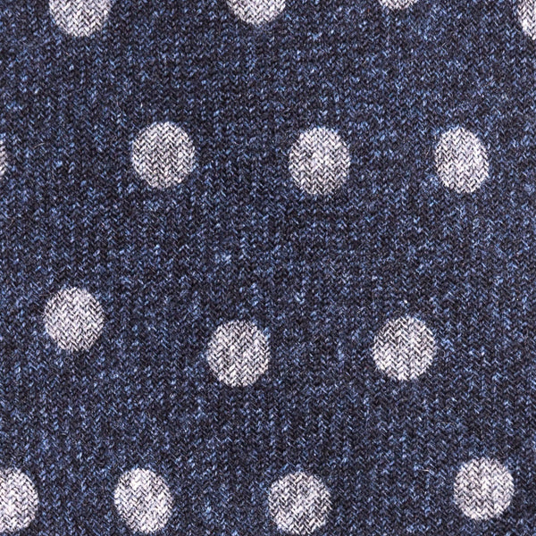 Cravatta sfoderata in pura lana blu pois