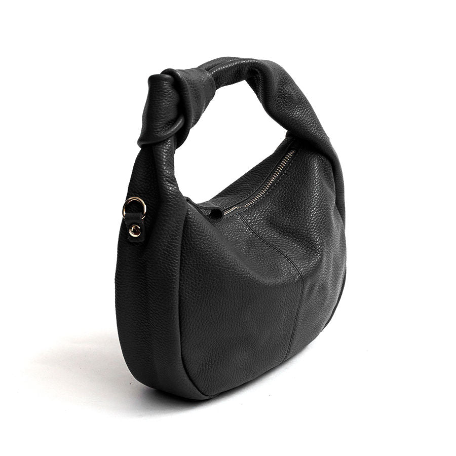KNOT - Sacca con manico nodo in pelle nero