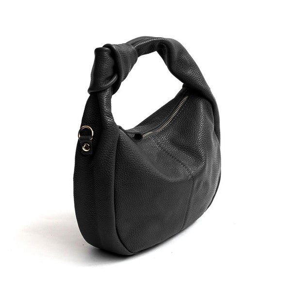 KNOT - Sacca con manico nodo in pelle nero