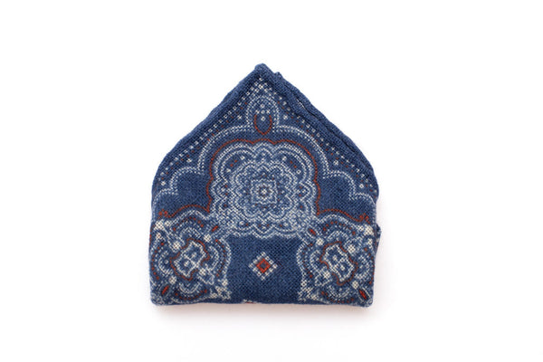 Blue patterned clutch bag in pure cashmere