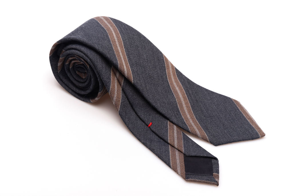 Regimental grey tie in pure wool