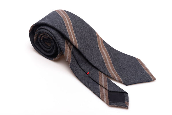 Regimental grey tie in pure wool