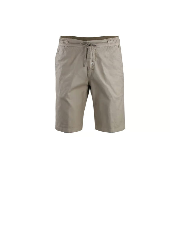 BERMUDA SHORTS WITH DRAWSTRING IN HERRINGBONE FABRIC