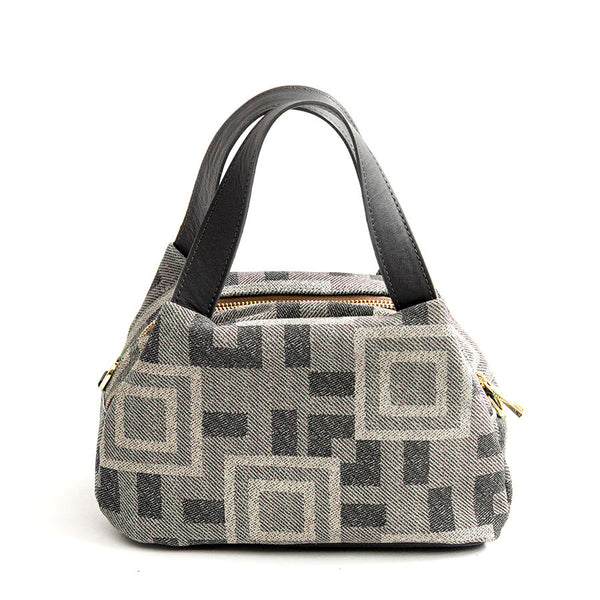 FANTASY - Taupe printed suede satchel