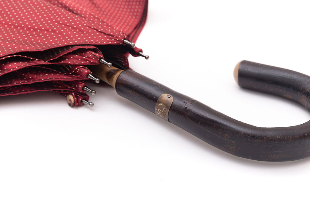 Mario Talarico red polka dot chestnut wood umbrella