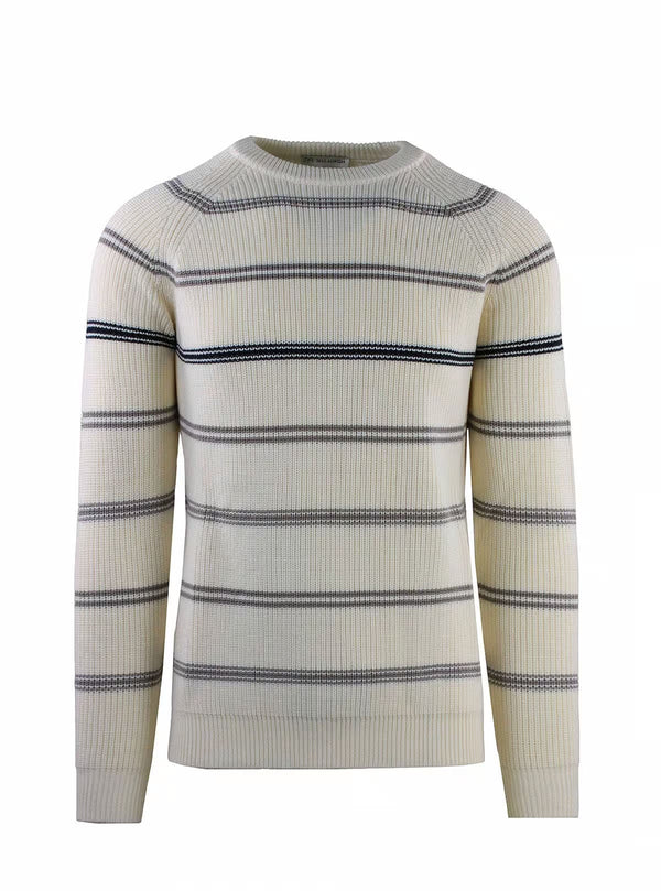 CREW NECK ENGLISH SWEATER WITH STRIPES