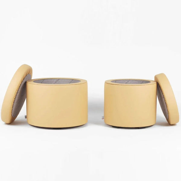 PANDORA 50 ROUND ECO, Pouf Contenitore Ecopelle Rotondo 50 h42