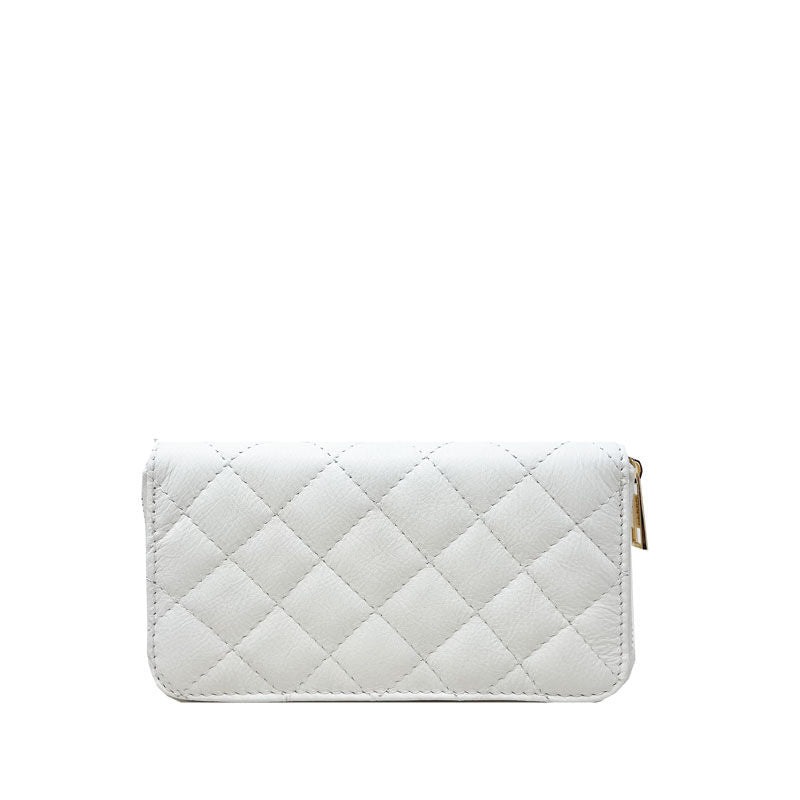Large Quilted Leather Wallet Dollar Texture - K068 