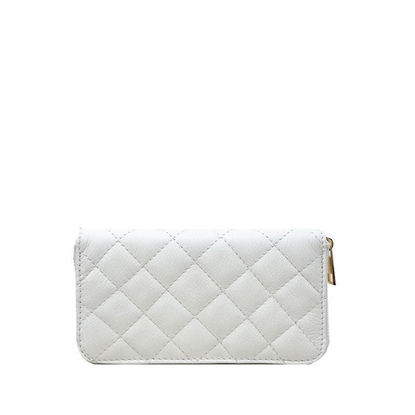 Large Quilted Leather Wallet Dollar Texture - K068 